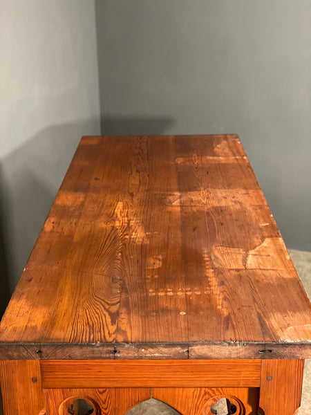 Large Victorian Gothic Pitch Pine Church Altar Table