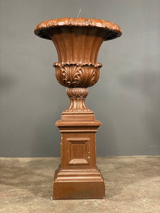 Large Glazed Terracotta Urn On Plinth
