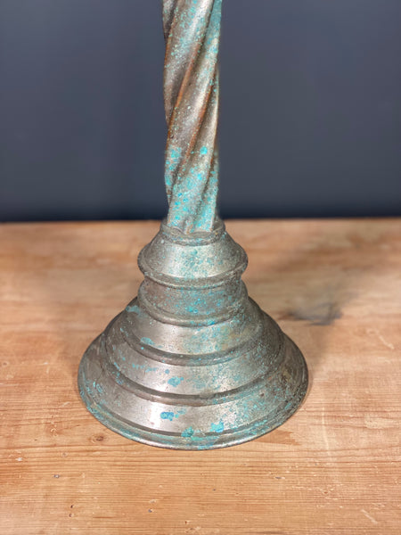 Large 19th Century Silver Plated Bronze Church Candlestick