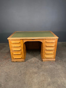 Art Deco Light Oak Panelled Desk c1930