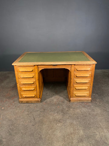 Art Deco Light Oak Panelled Desk c1930