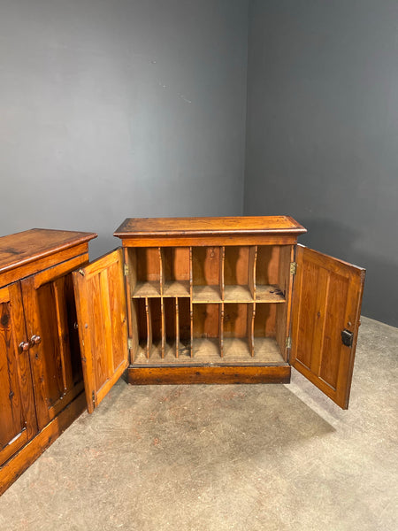 Matching Pair Of Victorian Pitch Pine School Cupboards