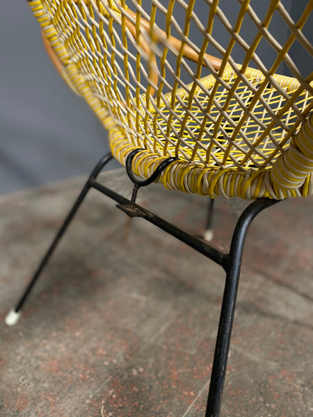 Pair Of Mid Century Bamboo And String Egg Chairs