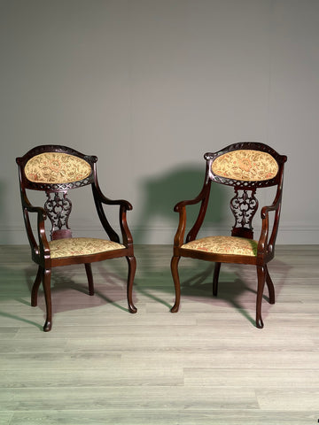 A Pair Of Mahogany Armchairs By J. H. Peveler c.1900