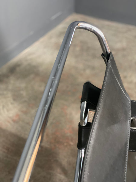 Mid Century Wassily Style Bauhaus Chrome Leather Chair