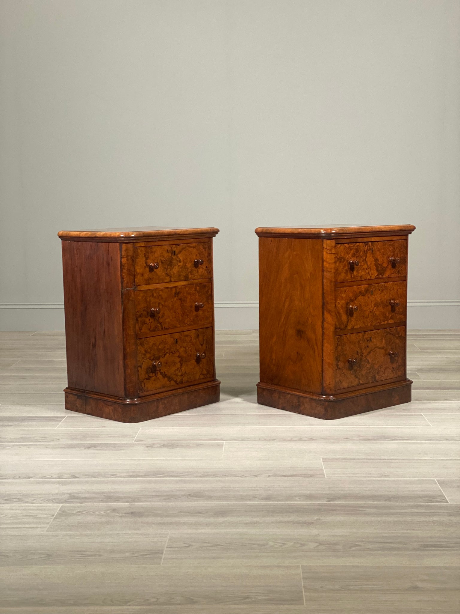 19th Century Burr Walnut Bedside Cabinets