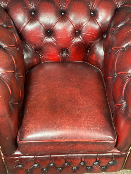 Vintage Chesterfield Club Chair In Oxblood