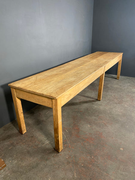 Huge 10ft Beech School Refectory Table c1920