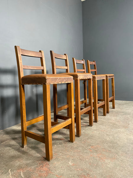 Set Of 4 Oak Clerk Chairs By Withy Groves Stores Of Manchester c1910