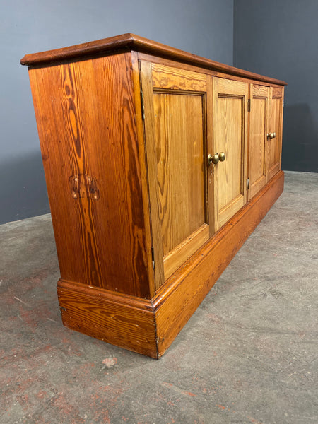 Large 7ft Pitch Pine Church Vestry Cupboard c1905