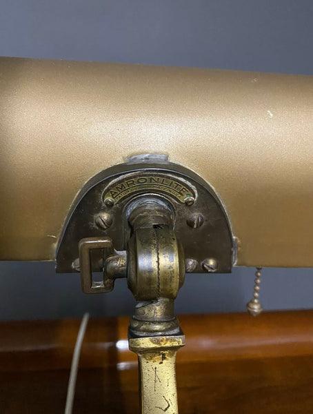 1930’s Art Deco Amronlite Brass Bankers Desk Lamp
