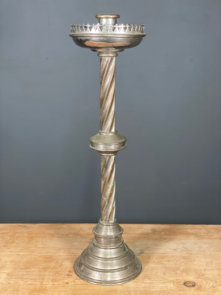 Large 19th Century Silver Plated Bronze Church Candlestick