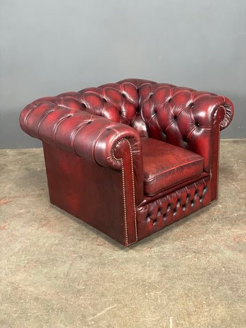 Vintage Chesterfield Club Chair In Oxblood