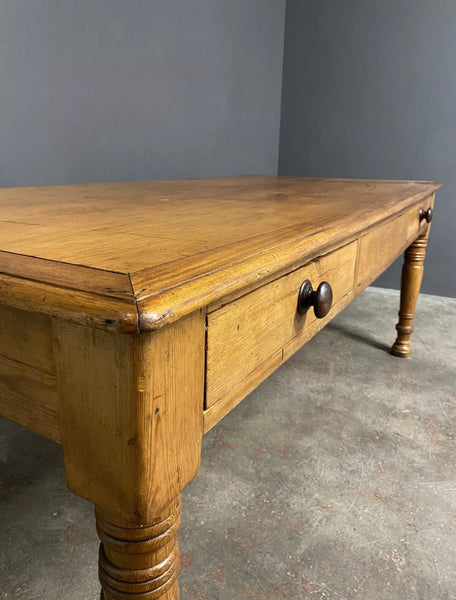 Large Antique 19th Century Pine Library Table