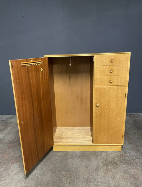 Small Mid Century Meredew Light Oak Gentleman’s Wardrobe