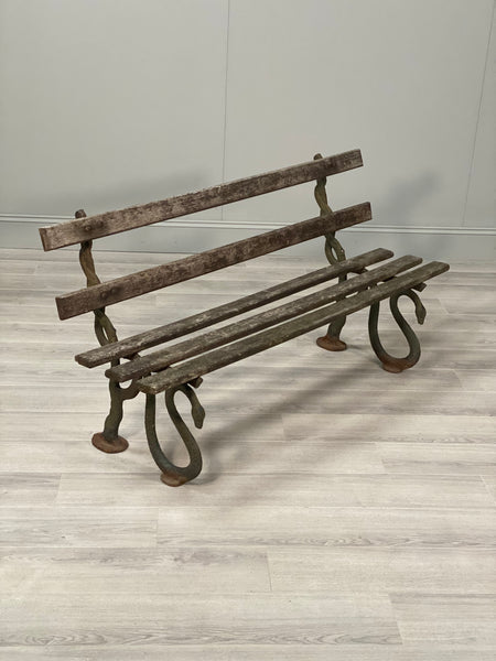 19th Century Serpent Garden Bench In Original Condition