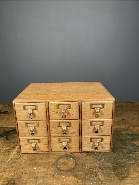 Early 20th Century Oak Index 9 Drawer Cabinet