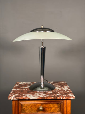 Vintage Art Deco Style Chrome Frosted Glass Dimmable Lamp