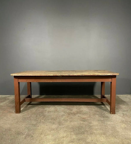Late 19th Century Antique Pine 2 Plank Top 6ft Industrial Table
