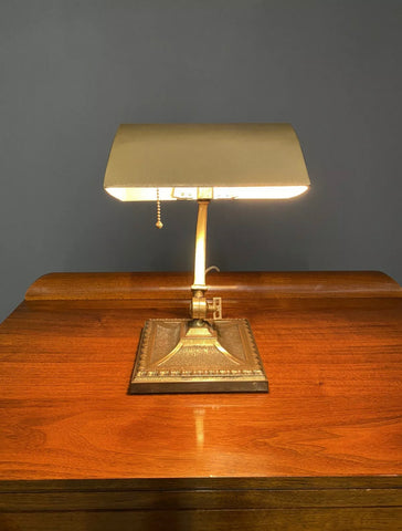 1930’s Art Deco Amronlite Brass Bankers Desk Lamp