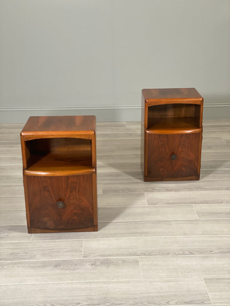 Pair of Art Deco Walnut Bedside Cabinets