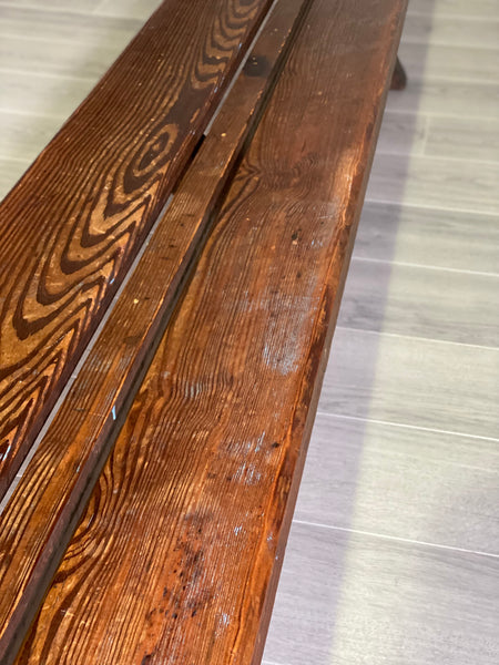19th Century Pitch Pine Tram Bench