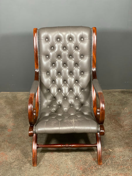 A Vintage Leather Chesterfield Slipper Chair