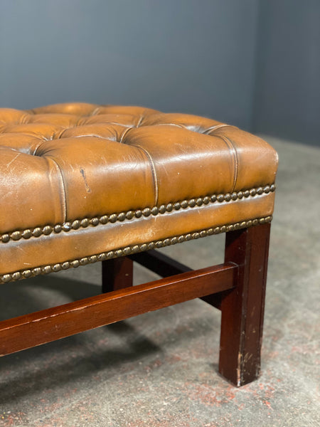 Large Chesterfield Leather Footstool
