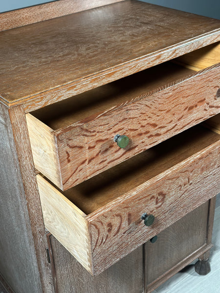 Limed Oak Art Deco Cabinet