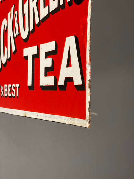 Double Sided Black & Greens Tea Vintage Enamel Sign