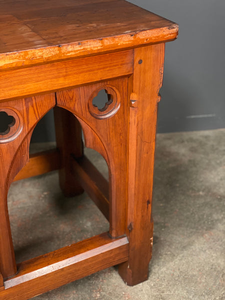 Large Victorian Gothic Pitch Pine Church Altar Table