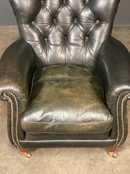 20th Century Dark Green Chesterfield Leather Armchair