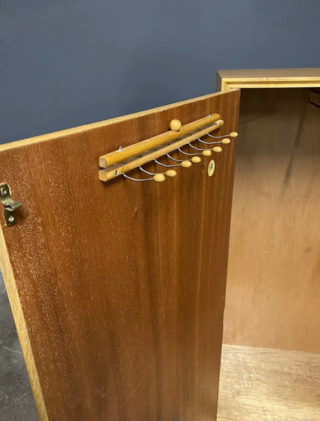 Small Mid Century Meredew Light Oak Gentleman’s Wardrobe