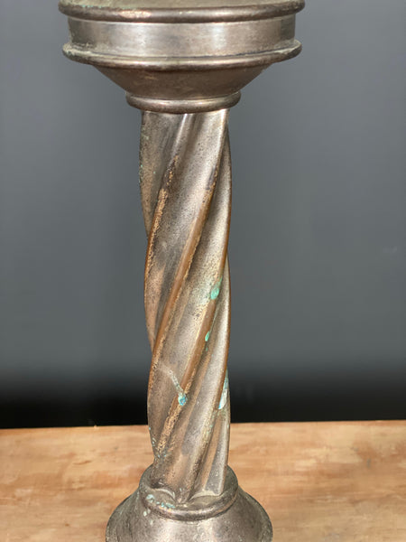 Large 19th Century Silver Plated Bronze Church Candlestick