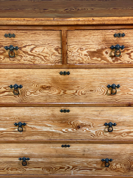 Victorian Pitch Pine Gothic Chest Of Drawers