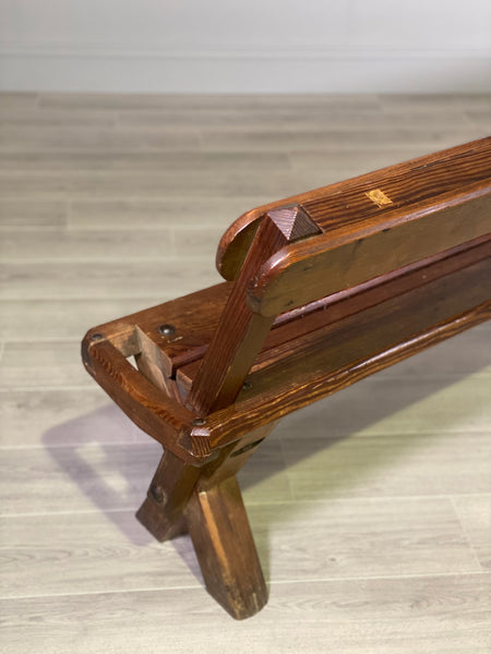 19th Century Pitch Pine Tram Bench