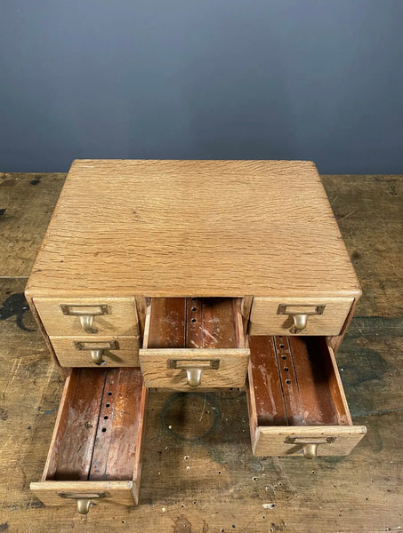 Early 20th Century Oak Index 9 Drawer Cabinet