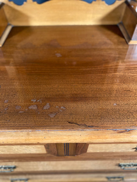 Edwardian Satin Walnut Dressing Table Chest Of Drawers