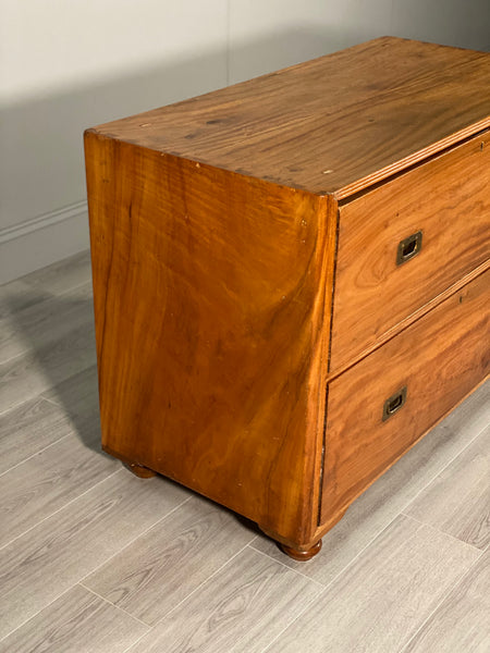Edwardian Walnut Campaign Chest Of Drawers