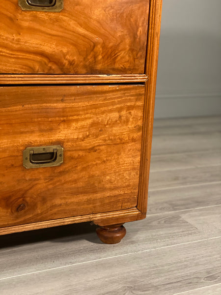 Edwardian Walnut Campaign Chest Of Drawers