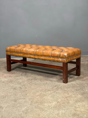 Large Chesterfield Leather Footstool