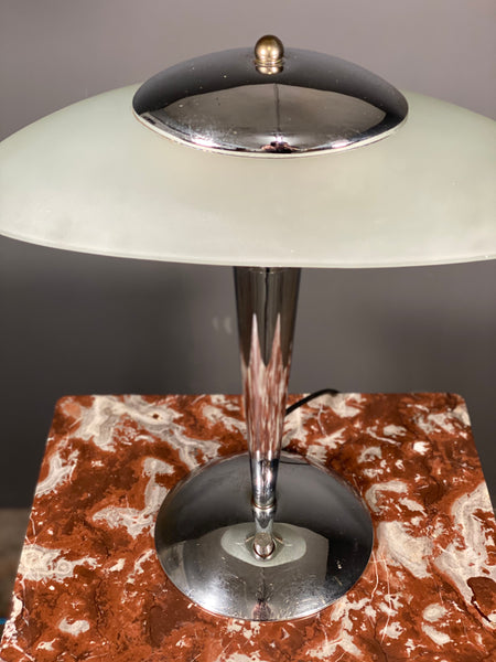 Vintage Art Deco Style Chrome Frosted Glass Dimmable Lamp