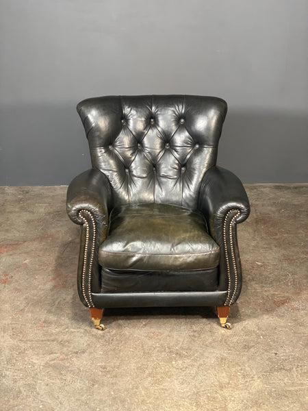 20th Century Dark Green Chesterfield Leather Armchair