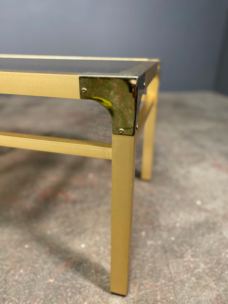 Pair Of 20th Century Anodized Brass Smoked Glass Side Tables
