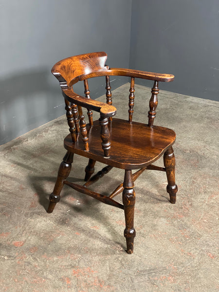 Antique Captains Smokers Bow Elm Desk Chair