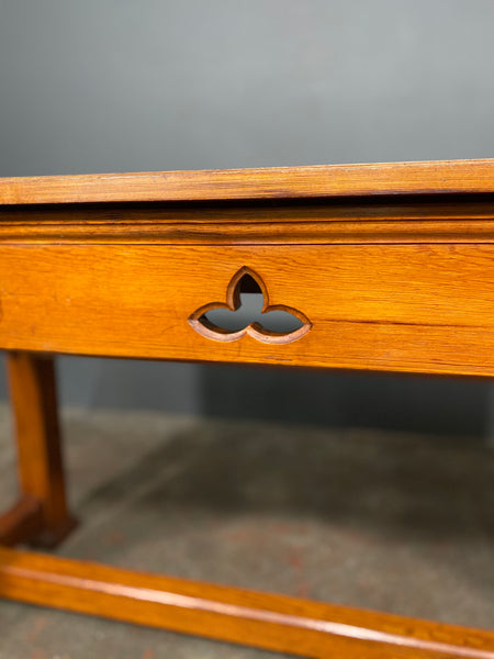 Antique Victorian Pitch Pine Gothic Church Console Table