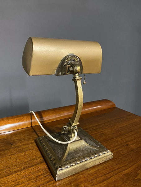 1930’s Art Deco Amronlite Brass Bankers Desk Lamp