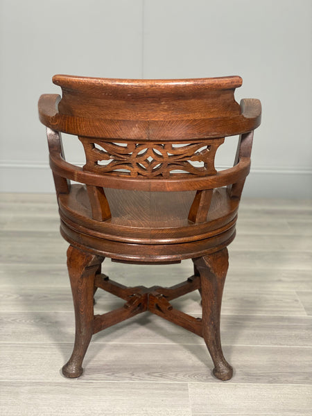 19th Century Revolving Oak Desk Chair