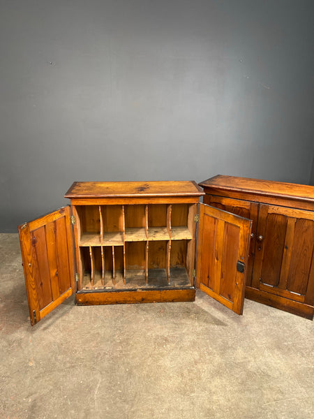 Matching Pair Of Victorian Pitch Pine School Cupboards