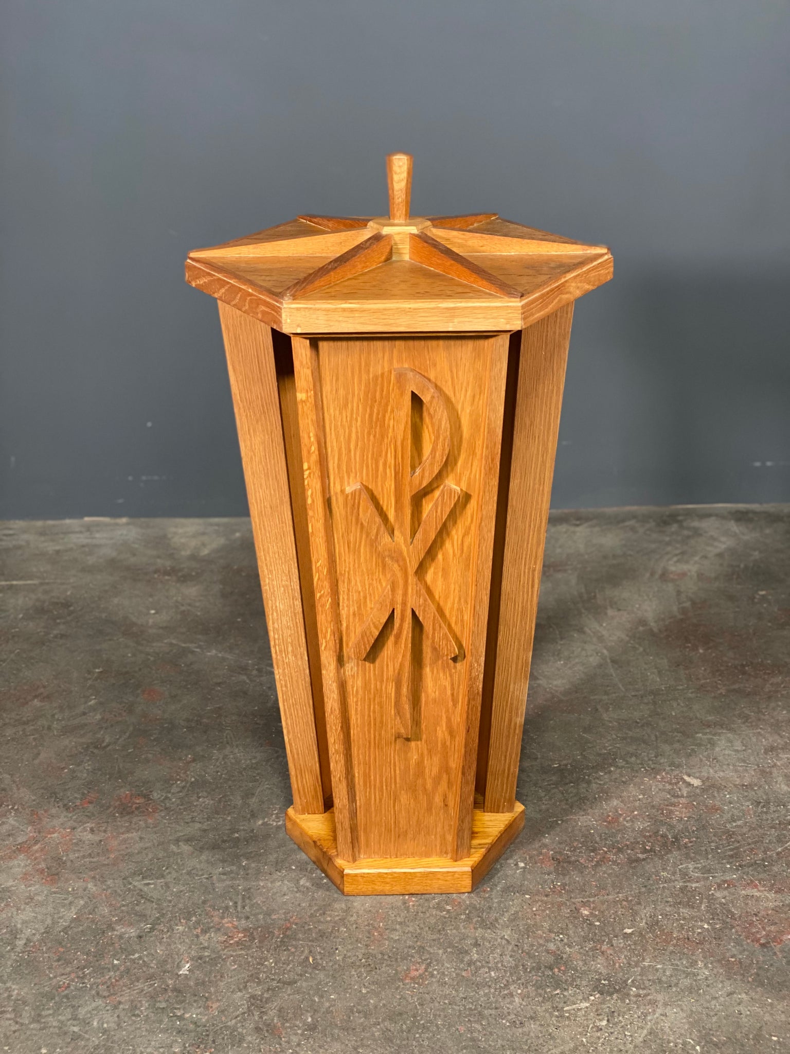 Mid 20th Century Oak Church Baptismal Font